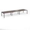 Connex Goal-Post 4800 x 1200 x 725mm Back to Back Desk ( 6 x 1600mm ) - Black Frame / Walnut Top - GCO4812-K-W