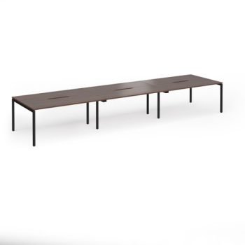 Connex Goal-Post 4800 x 1200 x 725mm Back to Back Desk ( 6 x 1600mm ) - Black Frame / Walnut Top - GCO4812-K-W