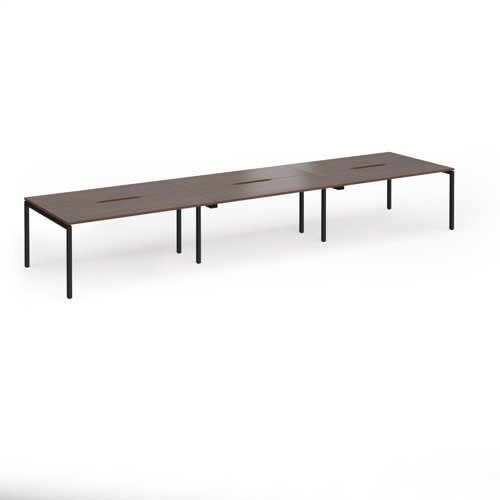 Connex Goal-Post 4800 x 1200 x 725mm Back to Back Desk ( 6 x 1600mm ) - Black Frame / Walnut Top - GCO4812-K-W