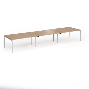 Connex Goal-Post 4800 x 1200 x 725mm Back to Back Desk ( 6 x 1600mm ) - Silver Frame / Beech Top - GCO4812-S-B