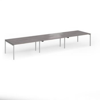 Connex Goal-Post 4800 x 1200 x 725mm Back to Back Desk ( 6 x 1600mm ) - Silver Frame / Grey Oak Top - GCO4812-S-GO