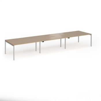 Connex Goal-Post 4800 x 1200 x 725mm Back to Back Desk ( 6 x 1600mm ) - Silver Frame / Kendal Oak Top - GCO4812-S-KO