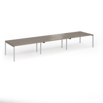 Connex Goal-Post 4800 x 1200 x 725mm Back to Back Desk ( 6 x 1600mm ) - Silver Frame / Nebraska Oak Top - GCO4812-S-NO