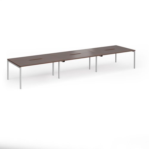 Connex Goal-Post 4800 x 1200 x 725mm Back to Back Desk ( 6 x 1600mm ) - Silver Frame / Walnut Top - GCO4812-S-W