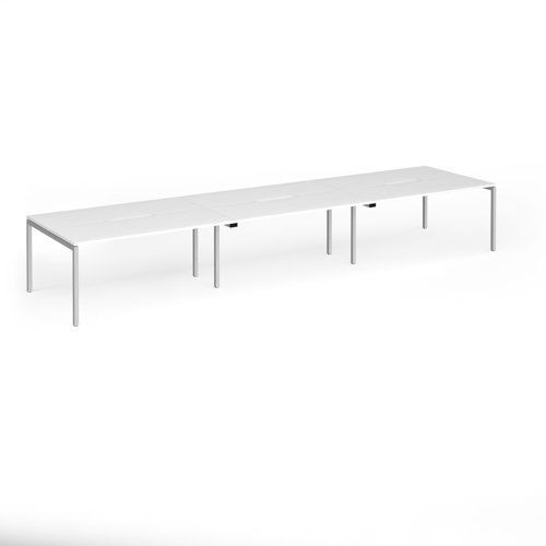 Connex Goal-Post 4800 x 1200 x 725mm Back to Back Desk ( 6 x 1600mm ) - Silver Frame / White Top - GCO4812-S-WH