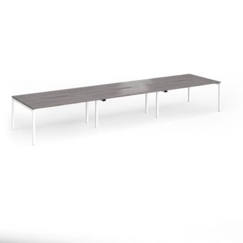 Connex Goal-Post 4800 x 1200 x 725mm Back to Back Desk ( 6 x 1600mm ) - White Frame / Grey Oak Top - GCO4812-WH-GO