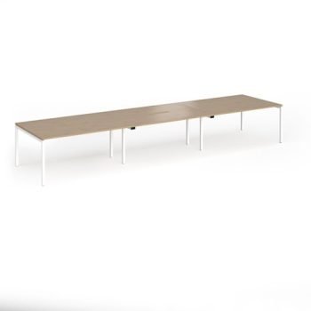 Connex Goal-Post 4800 x 1200 x 725mm Back to Back Desk ( 6 x 1600mm ) - White Frame / Kendal Oak Top - GCO4812-WH-KO