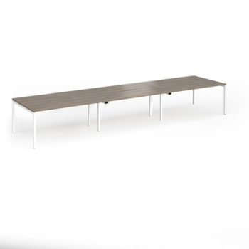 Connex Goal-Post 4800 x 1200 x 725mm Back to Back Desk ( 6 x 1600mm ) - White Frame / Nebraska Oak Top - GCO4812-WH-NO