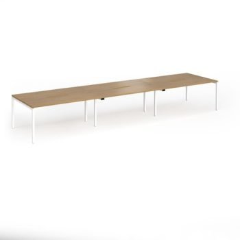 Connex Goal-Post 4800 x 1200 x 725mm Back to Back Desk ( 6 x 1600mm ) - White Frame / Oak Top - GCO4812-WH-O