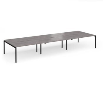 Connex Goal-Post 4800 x 1600 x 725mm Back to Back Desk ( 6 x 1600mm ) - Black Frame / Grey Oak Top - GCO4816-K-GO