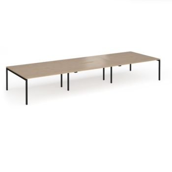 Connex Goal-Post 4800 x 1600 x 725mm Back to Back Desk ( 6 x 1600mm ) - Black Frame / Kendal Oak Top - GCO4816-K-KO