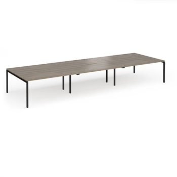 Connex Goal-Post 4800 x 1600 x 725mm Back to Back Desk ( 6 x 1600mm ) - Black Frame / Nebraska Oak Top - GCO4816-K-NO