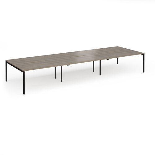 Connex Goal-Post 4800 x 1600 x 725mm Back to Back Desk ( 6 x 1600mm ) - Black Frame / Nebraska Oak Top - GCO4816-K-NO