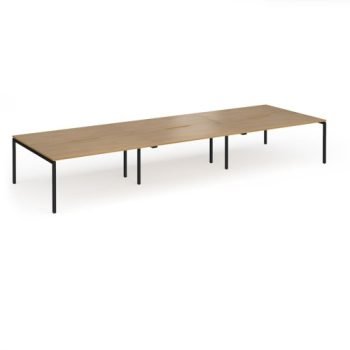 Connex Goal-Post 4800 x 1600 x 725mm Back to Back Desk ( 6 x 1600mm ) - Black Frame / Oak Top - GCO4816-K-O
