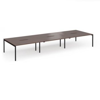 Connex Goal-Post 4800 x 1600 x 725mm Back to Back Desk ( 6 x 1600mm ) - Black Frame / Walnut Top - GCO4816-K-W