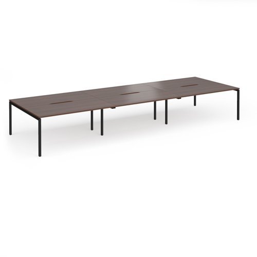 Connex Goal-Post 4800 x 1600 x 725mm Back to Back Desk ( 6 x 1600mm ) - Black Frame / Walnut Top - GCO4816-K-W