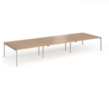 Connex Goal-Post 4800 x 1600 x 725mm Back to Back Desk ( 6 x 1600mm ) - Silver Frame / Beech Top - GCO4816-S-B