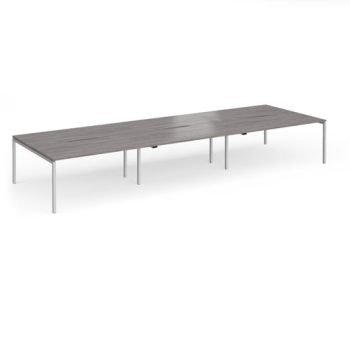 Connex Goal-Post 4800 x 1600 x 725mm Back to Back Desk ( 6 x 1600mm ) - Silver Frame / Grey Oak Top - GCO4816-S-GO