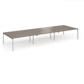 Connex Goal-Post 4800 x 1600 x 725mm Back to Back Desk ( 6 x 1600mm ) - Silver Frame / Nebraska Oak Top - GCO4816-S-NO