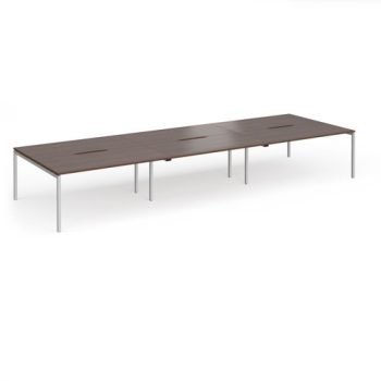 Connex Goal-Post 4800 x 1600 x 725mm Back to Back Desk ( 6 x 1600mm ) - Silver Frame / Walnut Top - GCO4816-S-W