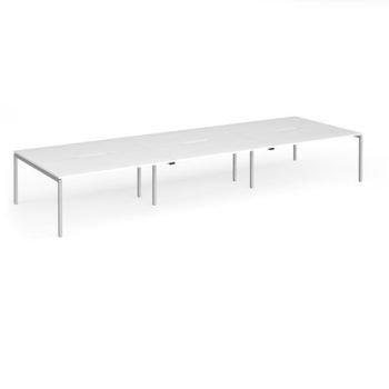 Connex Goal-Post 4800 x 1600 x 725mm Back to Back Desk ( 6 x 1600mm ) - Silver Frame / White Top - GCO4816-S-WH