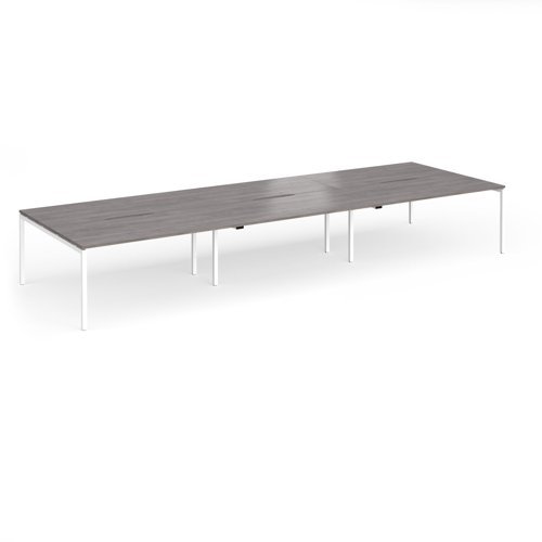 Connex Goal-Post 4800 x 1600 x 725mm Back to Back Desk ( 6 x 1600mm ) - White Frame / Grey Oak Top - GCO4816-WH-GO