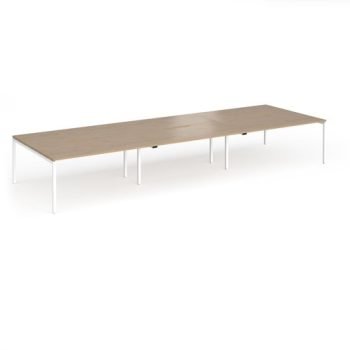 Connex Goal-Post 4800 x 1600 x 725mm Back to Back Desk ( 6 x 1600mm ) - White Frame / Kendal Oak Top - GCO4816-WH-KO