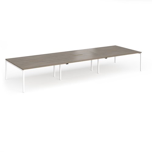Connex Goal-Post 4800 x 1600 x 725mm Back to Back Desk ( 6 x 1600mm ) - White Frame / Nebraska Oak Top - GCO4816-WH-NO