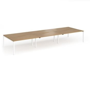 Connex Goal-Post 4800 x 1600 x 725mm Back to Back Desk ( 6 x 1600mm ) - White Frame / Oak Top - GCO4816-WH-O