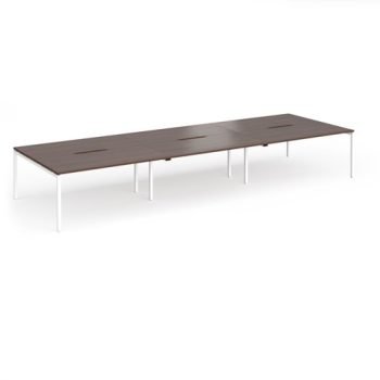 Connex Goal-Post 4800 x 1600 x 725mm Back to Back Desk ( 6 x 1600mm ) - White Frame / Walnut Top - GCO4816-WH-W