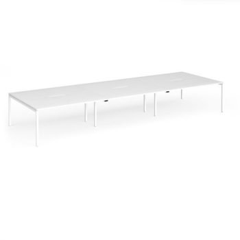 Connex Goal-Post 4800 x 1600 x 725mm Back to Back Desk ( 6 x 1600mm ) - White Frame / White Top - GCO4816-WH-WH