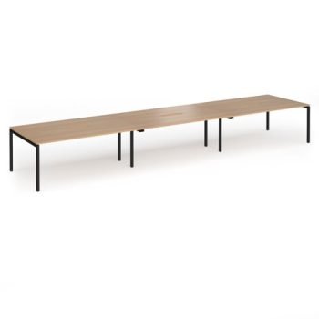 Connex Goal-Post 5400 x 1200 x 725mm Back to Back Desk ( 6 x 1800mm ) - Black Frame / Beech Top - GCO5412-K-B