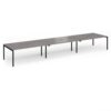 Connex Goal-Post 5400 x 1200 x 725mm Back to Back Desk ( 6 x 1800mm ) - Black Frame / Grey Oak Top - GCO5412-K-GO