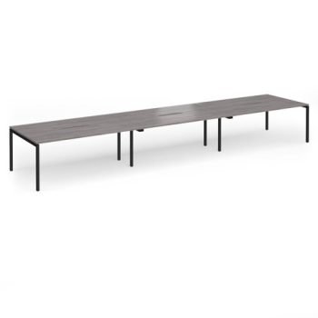 Connex Goal-Post 5400 x 1200 x 725mm Back to Back Desk ( 6 x 1800mm ) - Black Frame / Grey Oak Top - GCO5412-K-GO