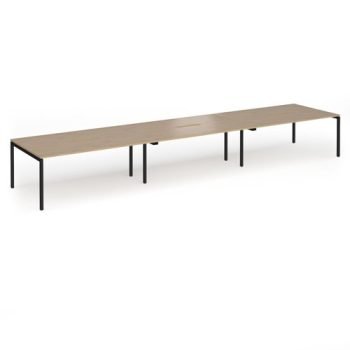 Connex Goal-Post 5400 x 1200 x 725mm Back to Back Desk ( 6 x 1800mm ) - Black Frame / Kendal Oak Top - GCO5412-K-KO