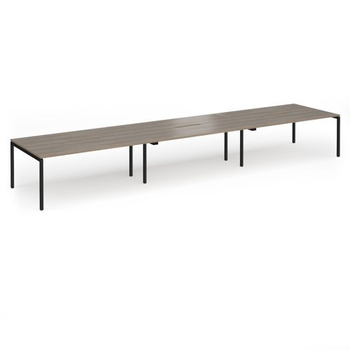 Connex Goal-Post 5400 x 1200 x 725mm Back to Back Desk ( 6 x 1800mm ) - Black Frame / Nebraska Oak Top - GCO5412-K-NO