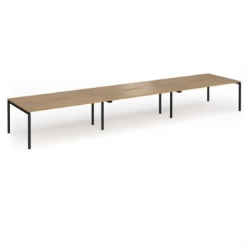 Connex Goal-Post 5400 x 1200 x 725mm Back to Back Desk ( 6 x 1800mm ) - Black Frame / Oak Top - GCO5412-K-O