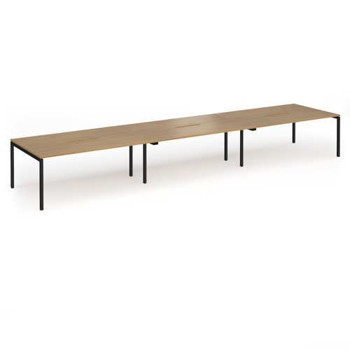 Connex Goal-Post 5400 x 1200 x 725mm Back to Back Desk ( 6 x 1800mm ) - Black Frame / Oak Top - GCO5412-K-O