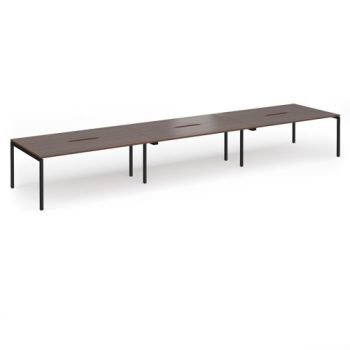 Connex Goal-Post 5400 x 1200 x 725mm Back to Back Desk ( 6 x 1800mm ) - Black Frame / Walnut Top - GCO5412-K-W