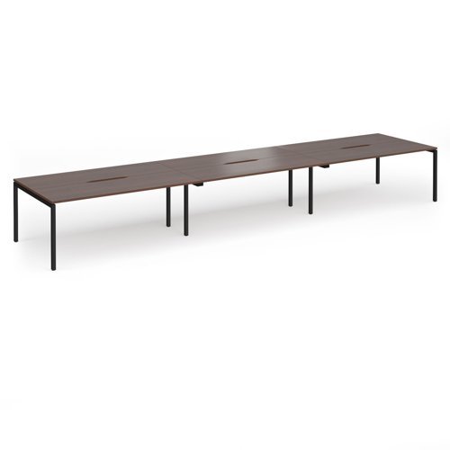 Connex Goal-Post 5400 x 1200 x 725mm Back to Back Desk ( 6 x 1800mm ) - Black Frame / Walnut Top - GCO5412-K-W
