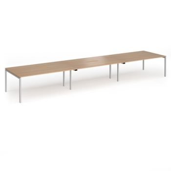 Connex Goal-Post 5400 x 1200 x 725mm Back to Back Desk ( 6 x 1800mm ) - Silver Frame / Beech Top - GCO5412-S-B
