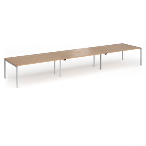 Connex Goal-Post 5400 x 1200 x 725mm Back to Back Desk ( 6 x 1800mm ) - Silver Frame / Beech Top - GCO5412-S-B