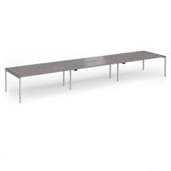 Connex Goal-Post 5400 x 1200 x 725mm Back to Back Desk ( 6 x 1800mm ) - Silver Frame / Grey Oak Top - GCO5412-S-GO