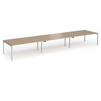 Connex Goal-Post 5400 x 1200 x 725mm Back to Back Desk ( 6 x 1800mm ) - Silver Frame / Kendal Oak Top - GCO5412-S-KO