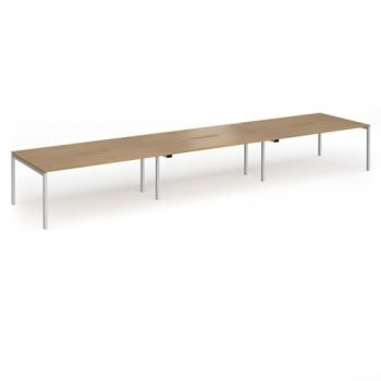 Connex Goal-Post 5400 x 1200 x 725mm Back to Back Desk ( 6 x 1800mm ) - Silver Frame / Oak Top - GCO5412-S-O