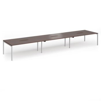 Connex Goal-Post 5400 x 1200 x 725mm Back to Back Desk ( 6 x 1800mm ) - Silver Frame / Walnut Top - GCO5412-S-W