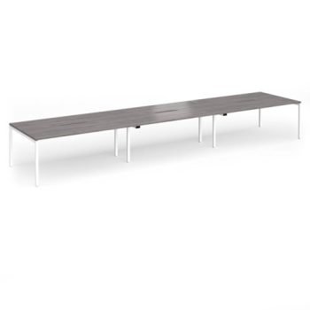 Connex Goal-Post 5400 x 1200 x 725mm Back to Back Desk ( 6 x 1800mm ) - White Frame / Grey Oak Top - GCO5412-WH-GO