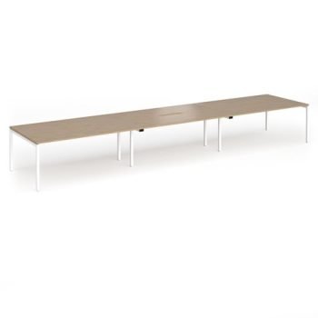 Connex Goal-Post 5400 x 1200 x 725mm Back to Back Desk ( 6 x 1800mm ) - White Frame / Kendal Oak Top - GCO5412-WH-KO