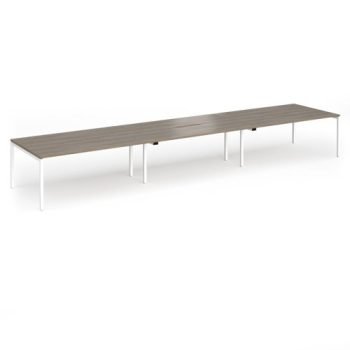 Connex Goal-Post 5400 x 1200 x 725mm Back to Back Desk ( 6 x 1800mm ) - White Frame / Nebraska Oak Top - GCO5412-WH-NO