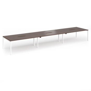 Connex Goal-Post 5400 x 1200 x 725mm Back to Back Desk ( 6 x 1800mm ) - White Frame / Walnut Top - GCO5412-WH-W